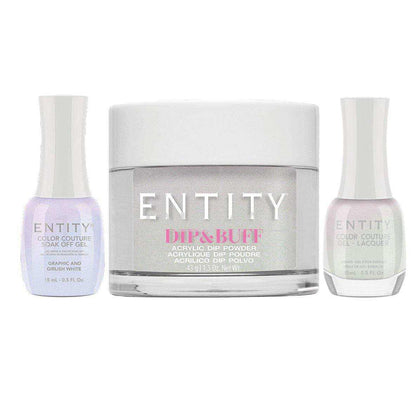 Entity Trio - Gel, Lacquer, & Dip Combo - GRAPHIC AND GIRLISH WHITE - 5401706 nailmall