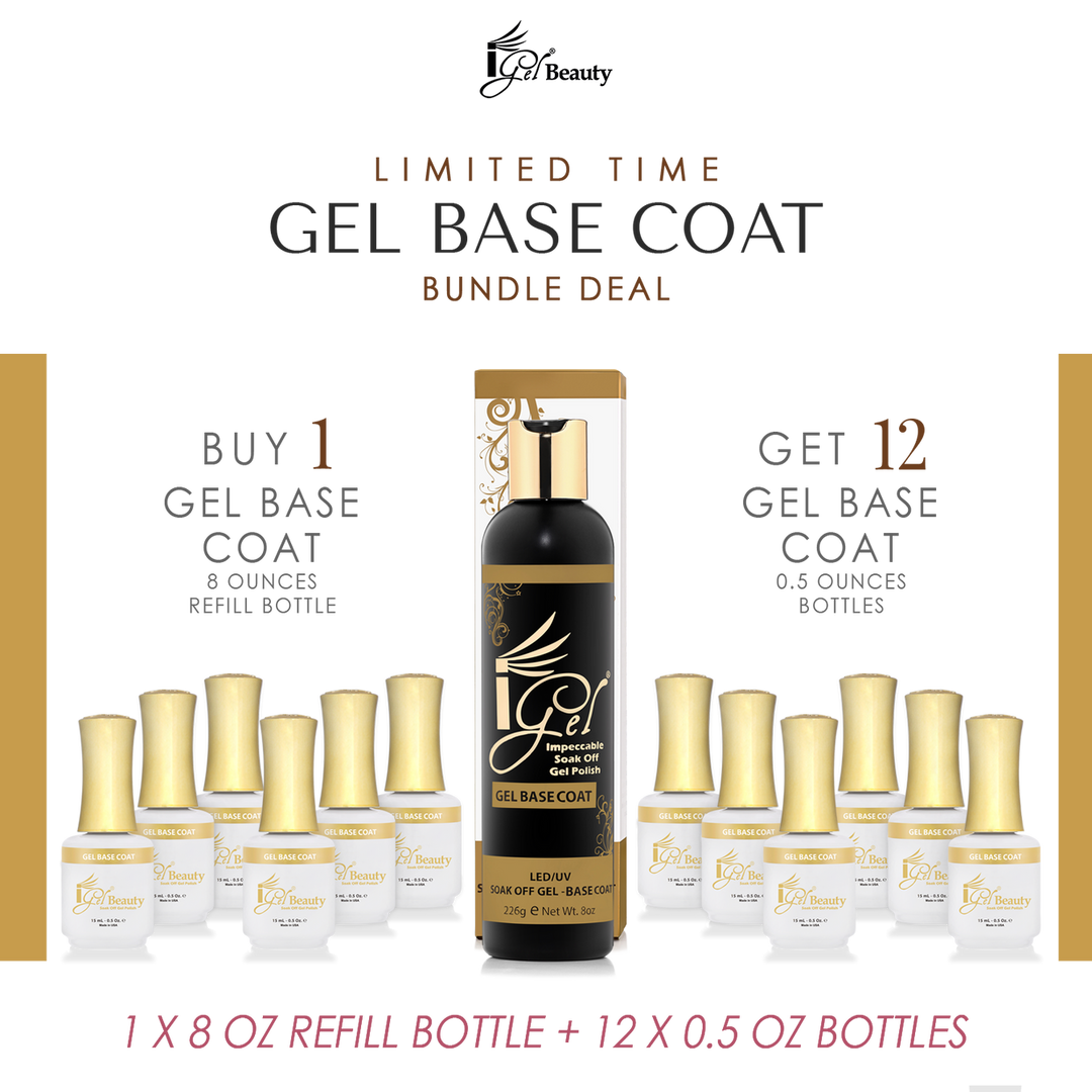 iGel Original Base Coat Bundle - Buy 1 8oz Refill Bottle Get 12 0.5oz Bottles