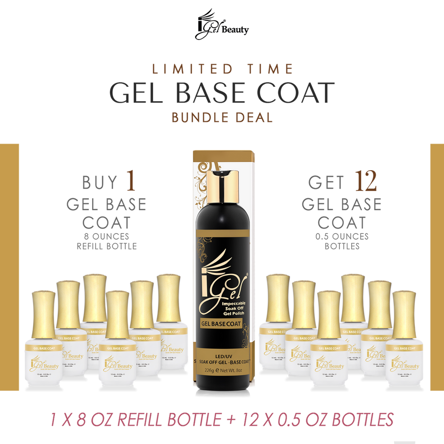 iGel Original Base Coat Bundle - Buy 1 8oz Refill Bottle Get 12 0.5oz Bottles