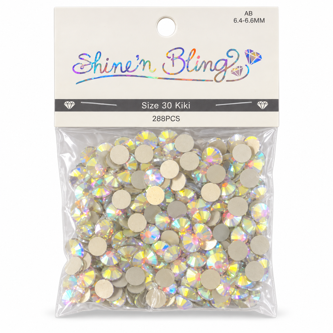 Shine’n Bling AB Aurora Borealis Kiki Rhinestones Size 30 – 288 Pieces | 6.4-6.6MM