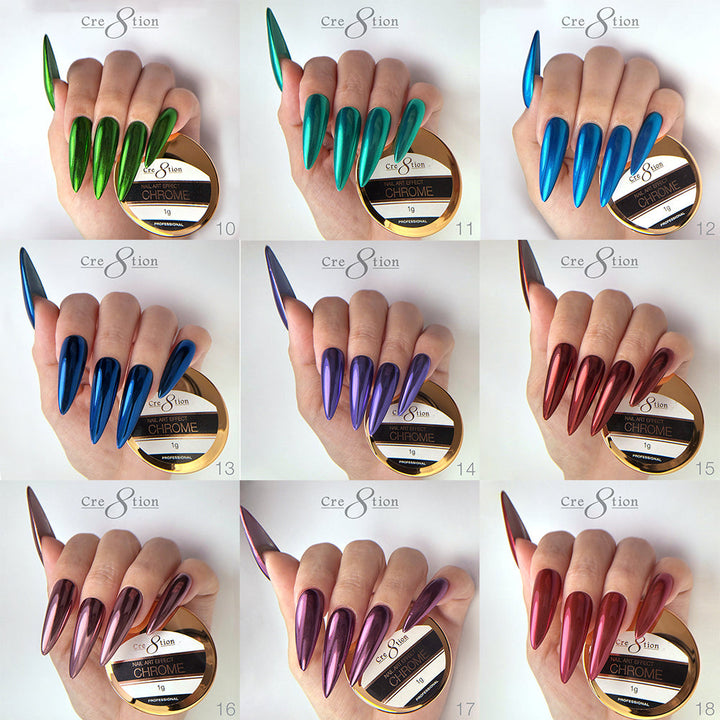 Cre8tion Chrome Nail Art Effect 1g - Full set (72 Colors)