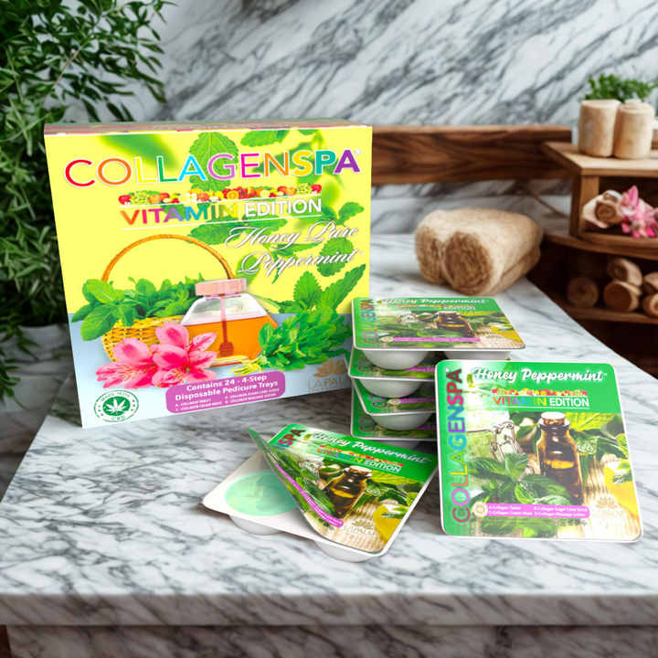 La Palm CollagenSpa 4 Step Pedicure Tray - Honey Pure Peppermint (24 Count)