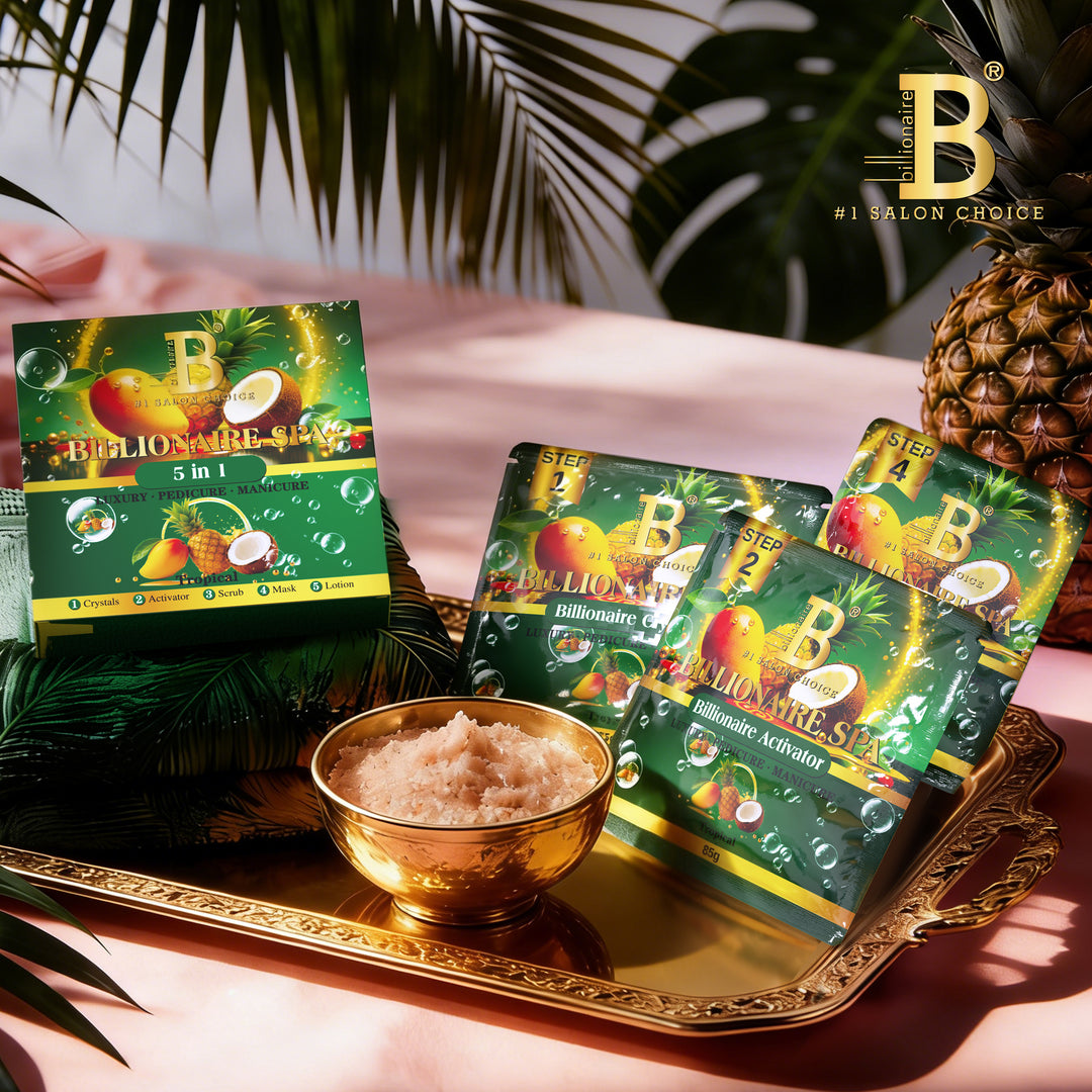 Billionaire Bubble Spa Nail Deluxe 5 Steps Pedicure Manicure Treatment Kit