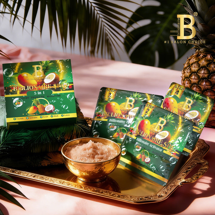 Billionaire Bubble Spa Nail Deluxe 5 Steps Pedicure Manicure Treatment Kit