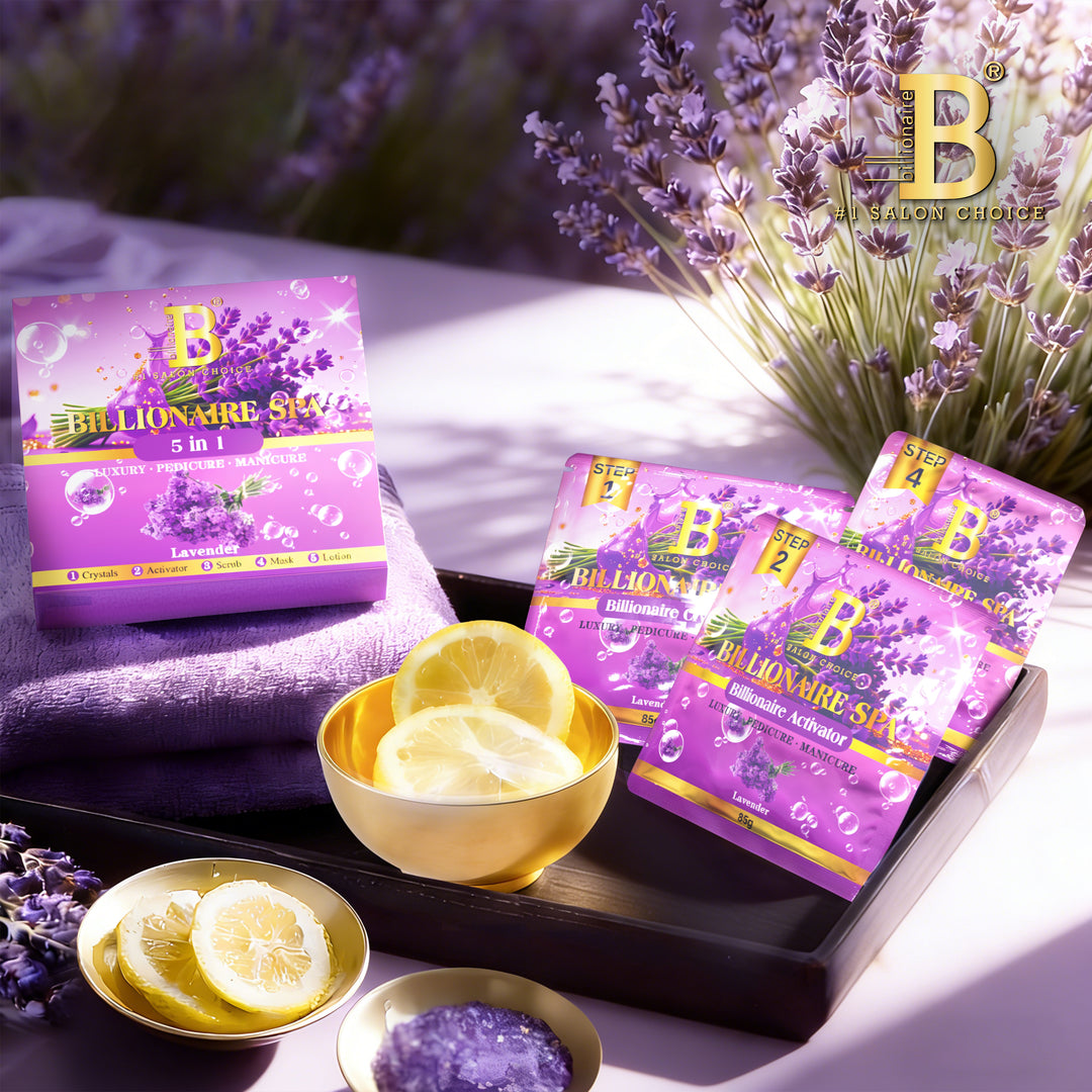 Billionaire Bubble Spa Nail Deluxe 5 Steps Pedicure Manicure Treatment Kit