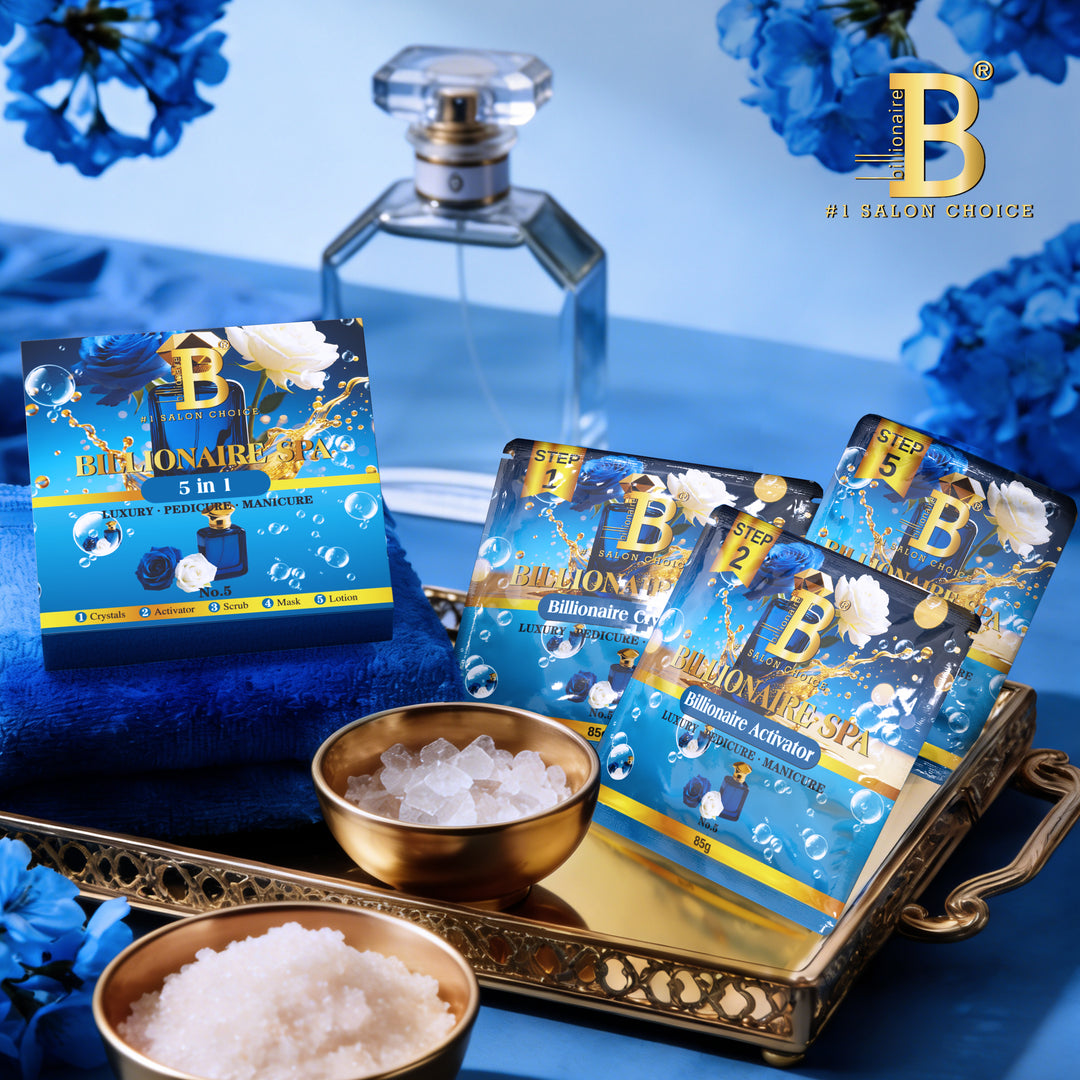 Billionaire Bubble Spa Nail Deluxe 5 Steps Pedicure Manicure Treatment Kit