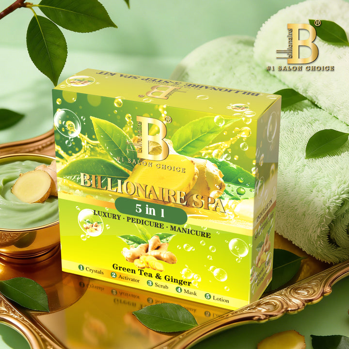 Billionaire Bubble Spa Nail Deluxe 5 Steps Pedicure Manicure Treatment Kit