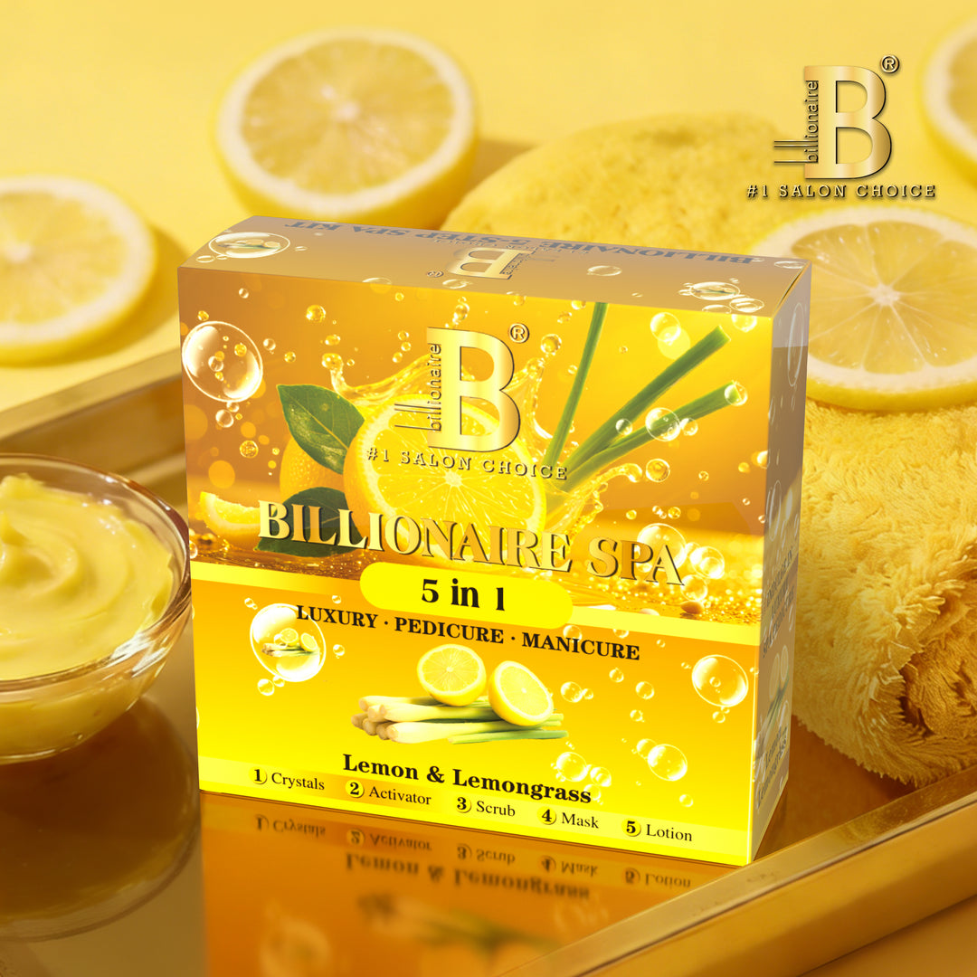 Billionaire Bubble Spa Nail Deluxe 5 Steps Pedicure Manicure Treatment Kit