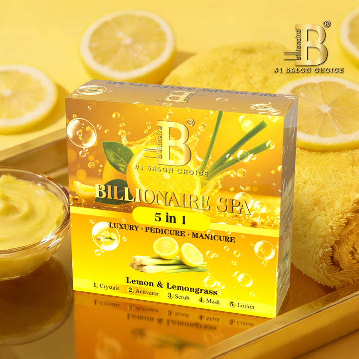 Billionaire Bubble Spa Nail Deluxe 5 Steps Pedicure Manicure Treatment Kit