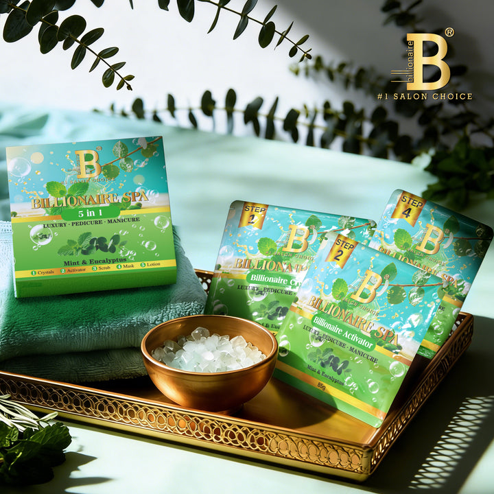 Billionaire Bubble Spa Nail Deluxe 5 Steps Pedicure Manicure Treatment Kit