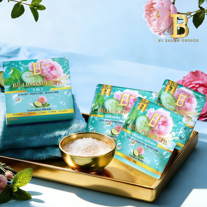 Billionaire Bubble Spa Nail Deluxe 5 Steps Pedicure Manicure Treatment Kit