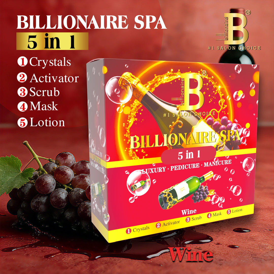 Billionaire Bubble Spa Nail Deluxe 5 Steps Pedicure Manicure Treatment Kit