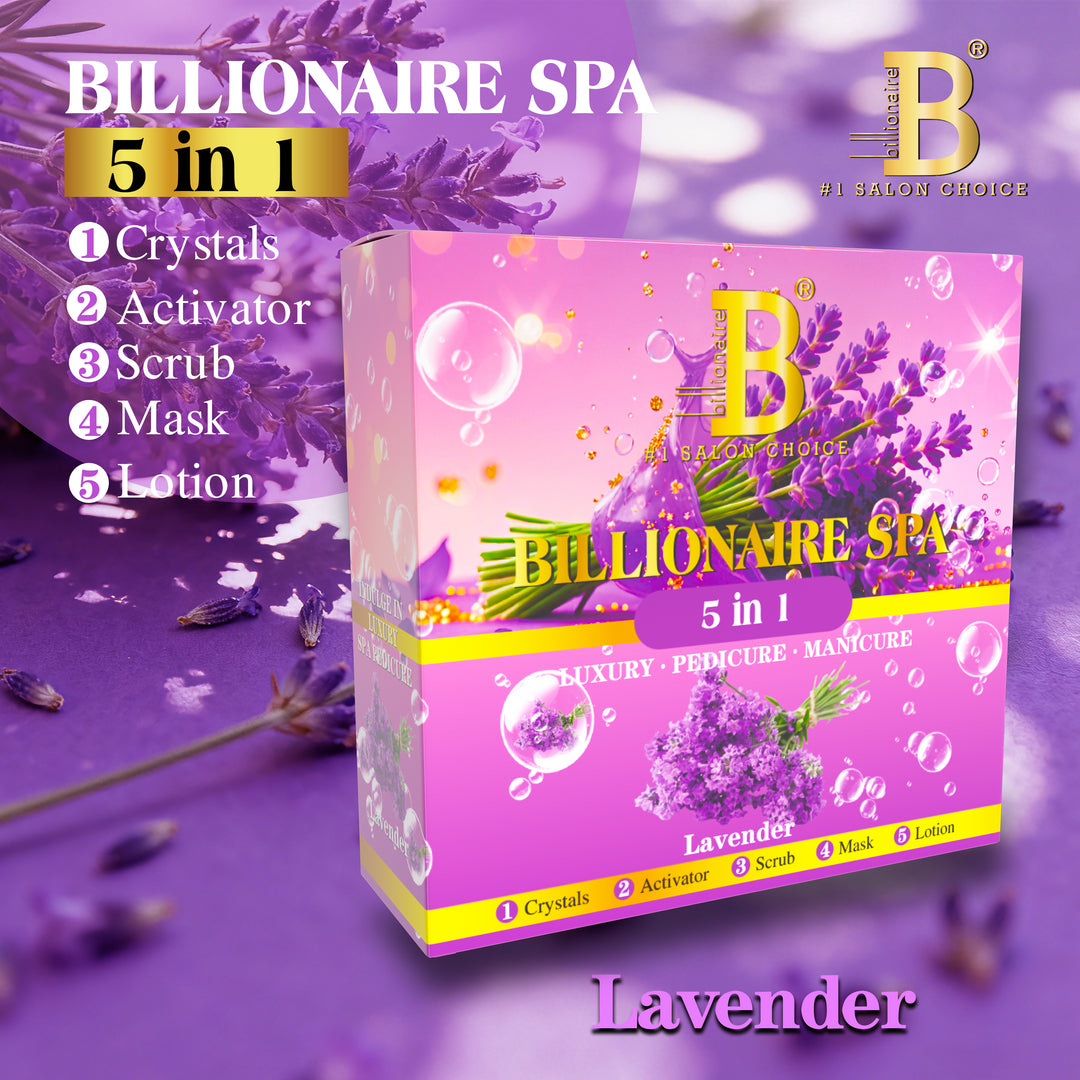 Billionaire Bubble Spa Nail Deluxe 5 Steps Pedicure Manicure Treatment Kit