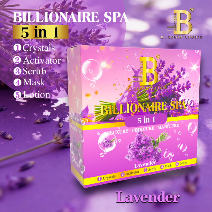 Billionaire Bubble Spa Nail Deluxe 5 Steps Pedicure Manicure Treatment Kit