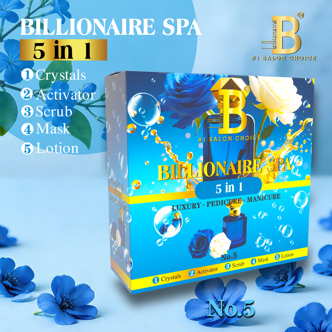 Billionaire Bubble Spa Nail Deluxe 5 Steps Pedicure Manicure Treatment Kit
