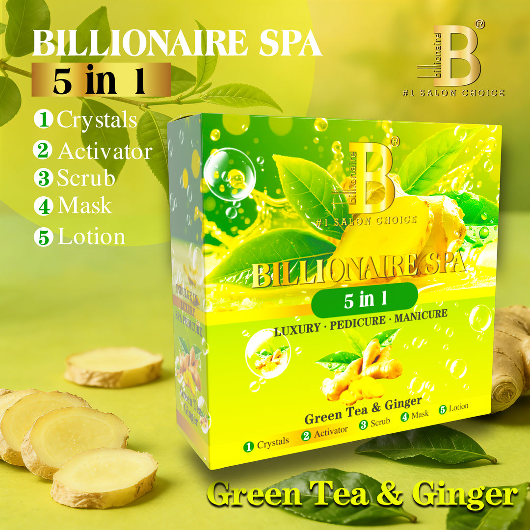 Billionaire Bubble Spa Nail Deluxe 5 Steps Pedicure Manicure Treatment Kit