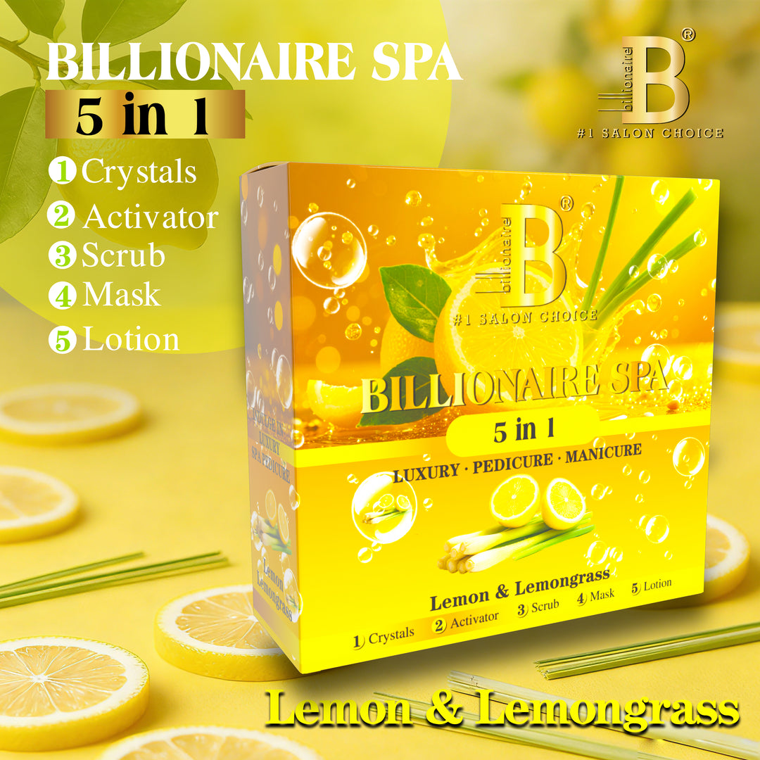 Billionaire Bubble Spa Nail Deluxe 5 Steps Pedicure Manicure Treatment Kit