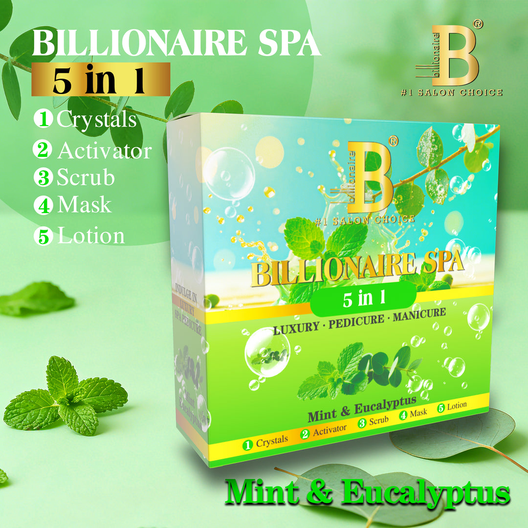 Billionaire Bubble Spa Nail Deluxe 5 Steps Pedicure Manicure Treatment Kit