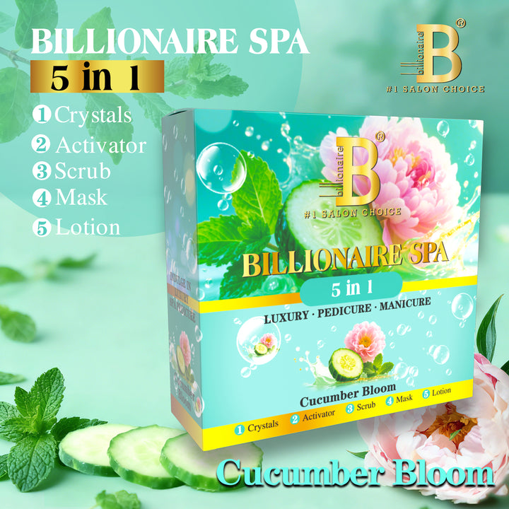 Billionaire Bubble Spa Nail Deluxe 5 Steps Pedicure Manicure Treatment Kit