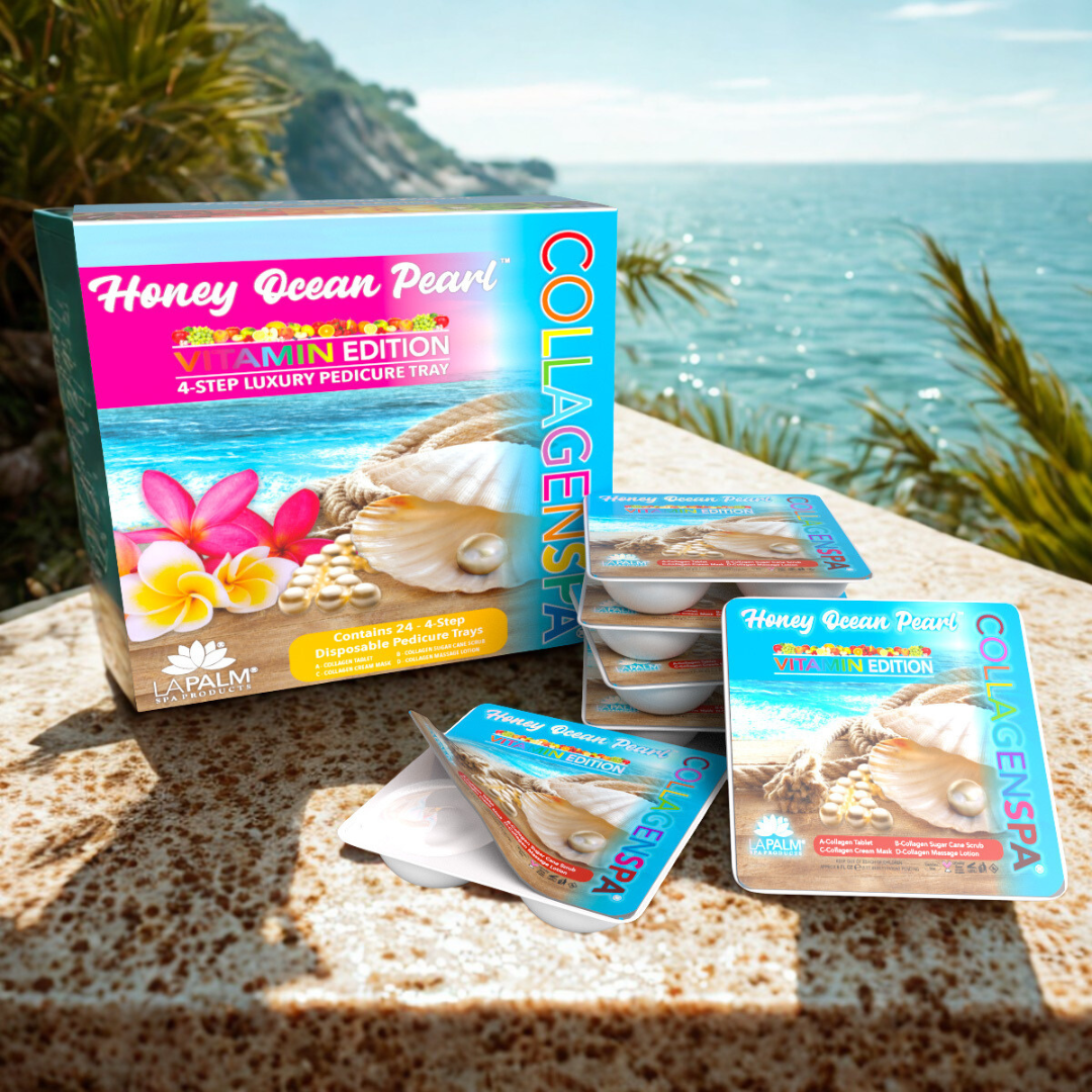 La Palm CollagenSpa Vitamin Edition 4 Step Pedicure Tray - Honey Ocean Pearl (24 Count)