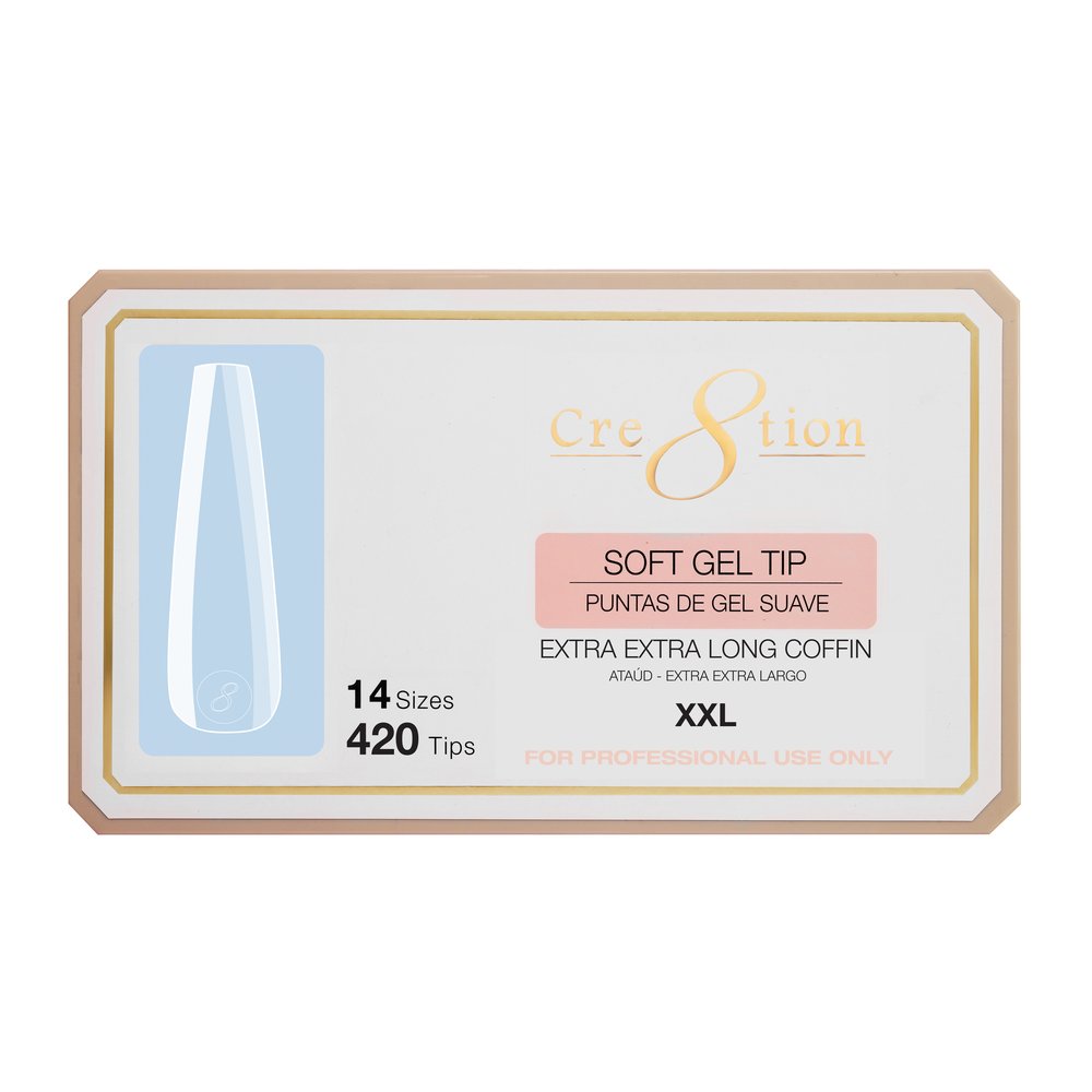 Cre8tion Soft Gel Tips - EXTRA EXTRA LONG COFFIN
