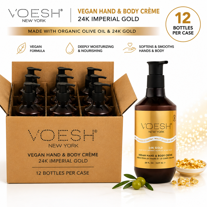 Voesh Vegan Hand & Body Creme Lotion | 24K Gold or Noble Diamond