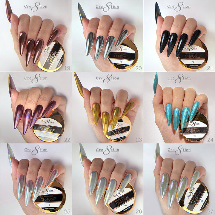 Cre8tion Chrome Nail Art Effect 1g - Full set (72 Colors)