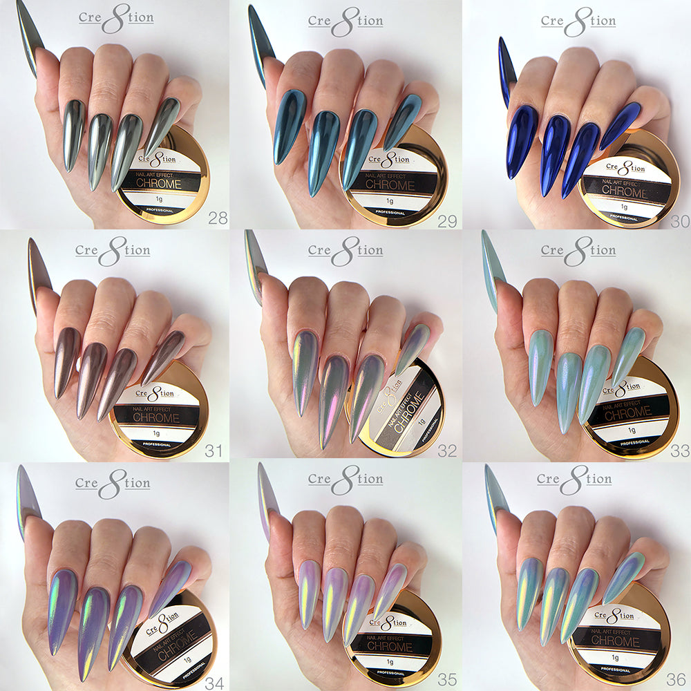 Cre8tion Chrome Nail Art Effect 1g - Full set (72 Colors)