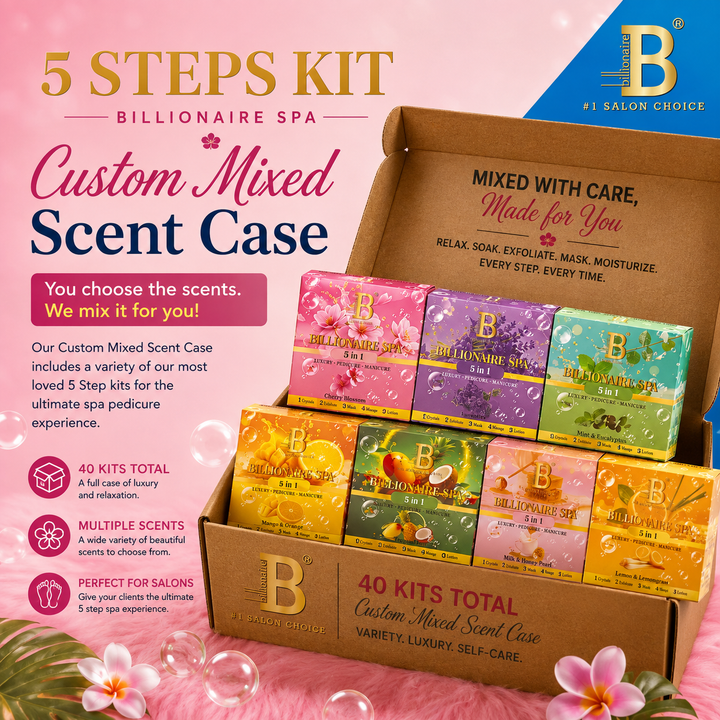 Billionaire Bubble Spa Nail Deluxe 5 Steps Pedicure Manicure Treatment Kit