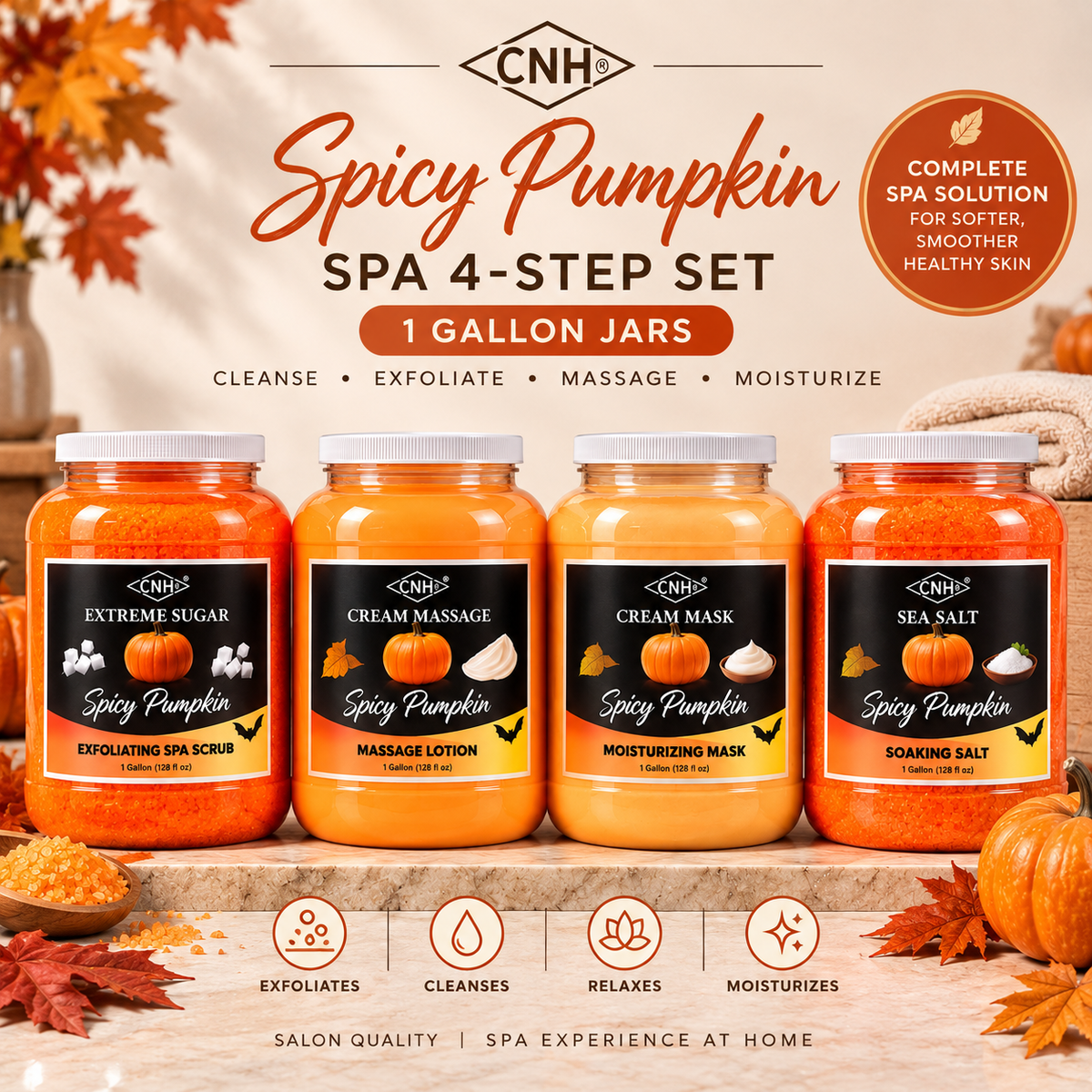CNH Spicy Pumpkin Spa 4-Step Set | 4 One-Gallon Jars