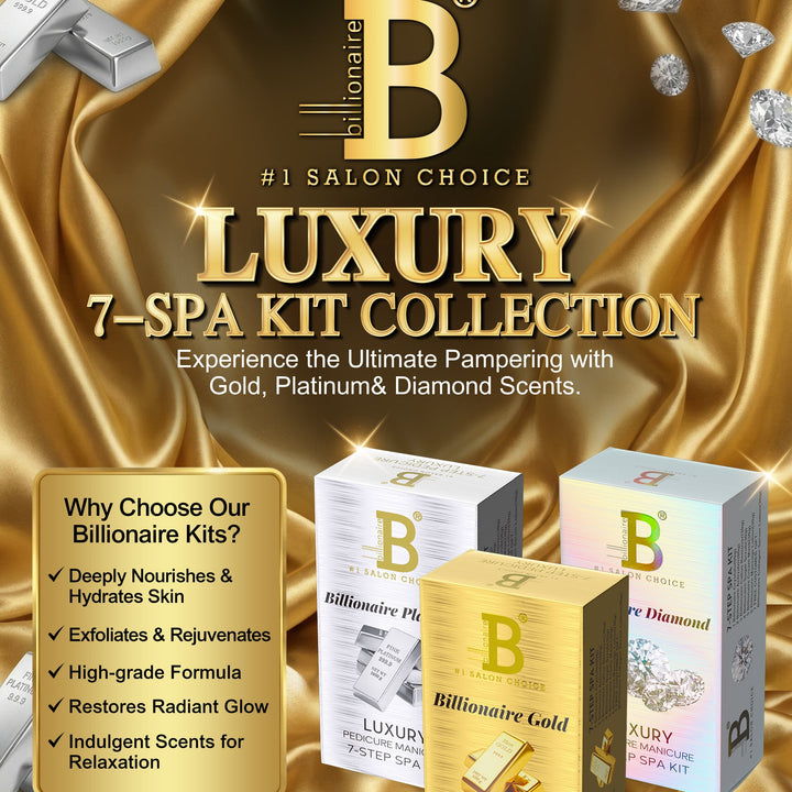 Billionaire Bubble Spa Nail Deluxe 7 Steps Pedicure Manicure Treatment Kit
