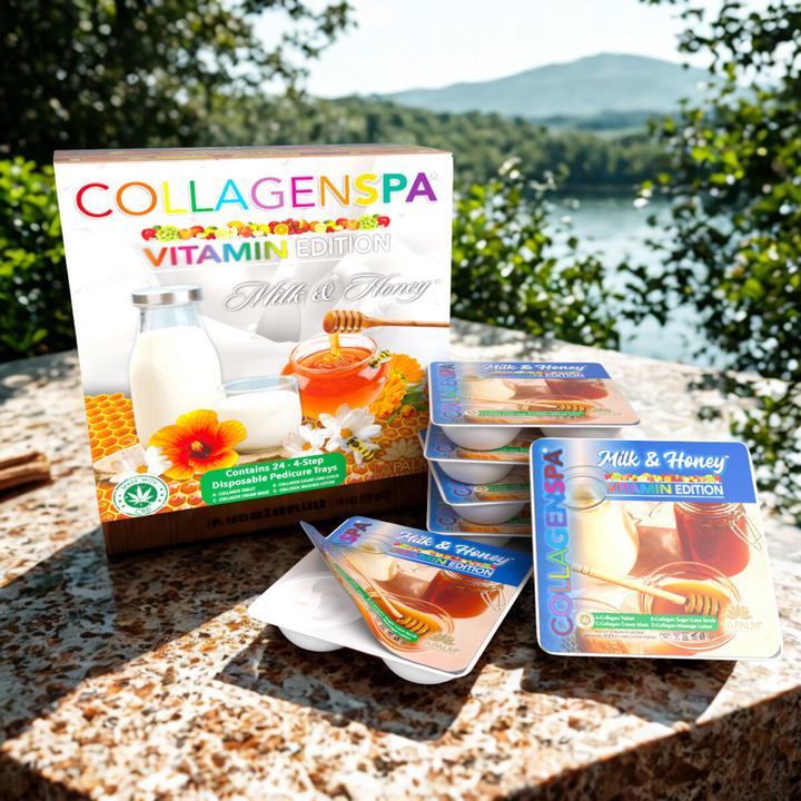 La Palm CollagenSpa Vitamin Edition 4 Step Pedicure Tray - Milk & Honey (24 Count)