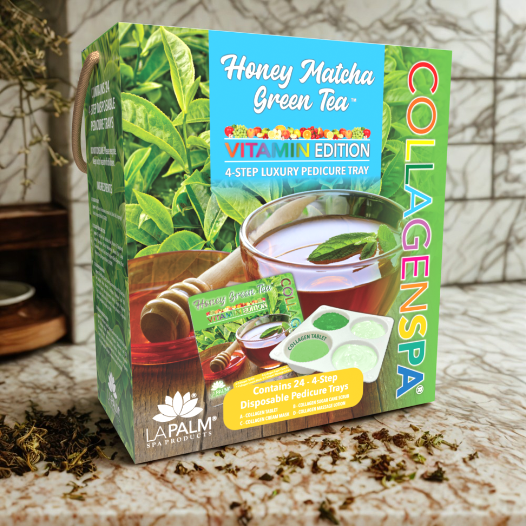 La Palm CollagenSpa Vitamin Edition 4 Step Pedicure Tray - Honey Matcha Green Tea (24 Count)