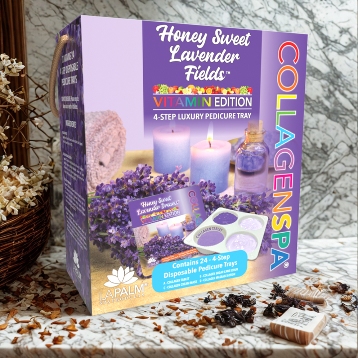 La Palm CollagenSpa Vitamin Edition 4 Step Pedicure Tray - Honey Sweet Lavender Fields (24 Count)