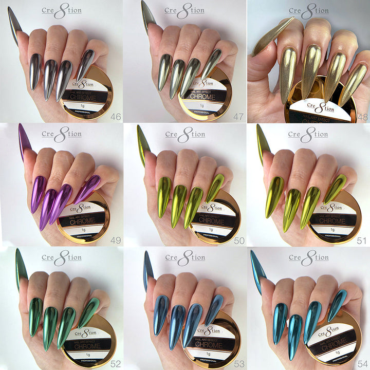 Cre8tion Chrome Nail Art Effect 1g - Full set (72 Colors)