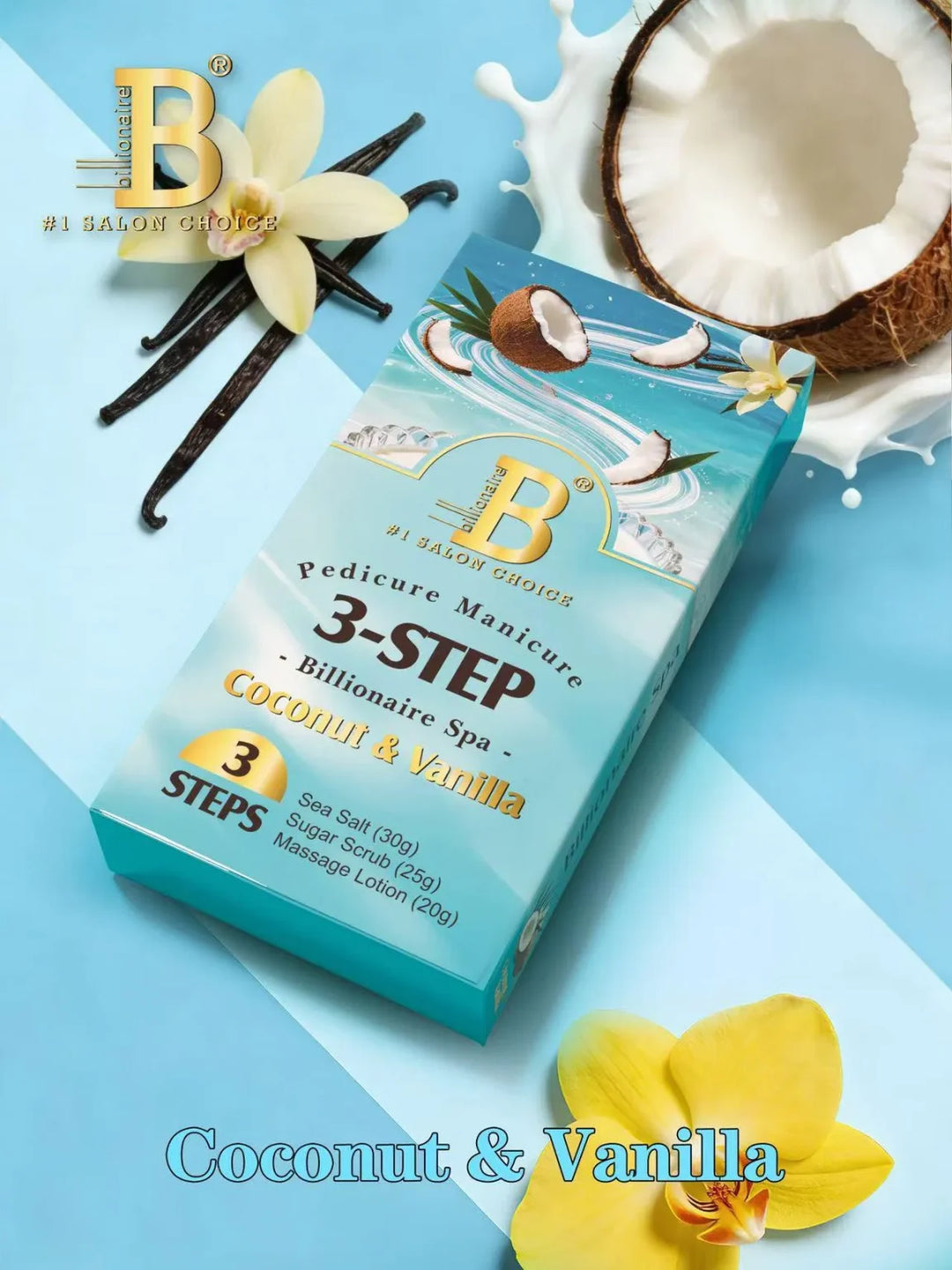 Billionaire Bubble Spa Nail Deluxe 3 Steps Pedicure Manicure Treatment Kit