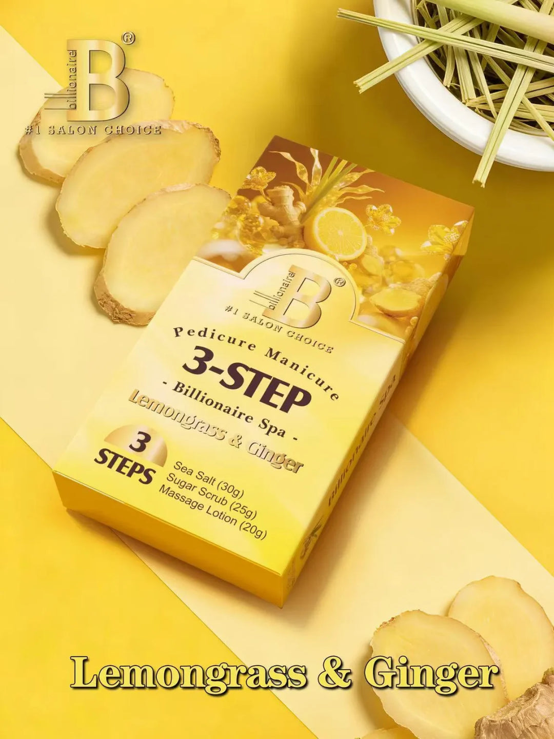 Billionaire Bubble Spa Nail Deluxe 3 Steps Pedicure Manicure Treatment Kit