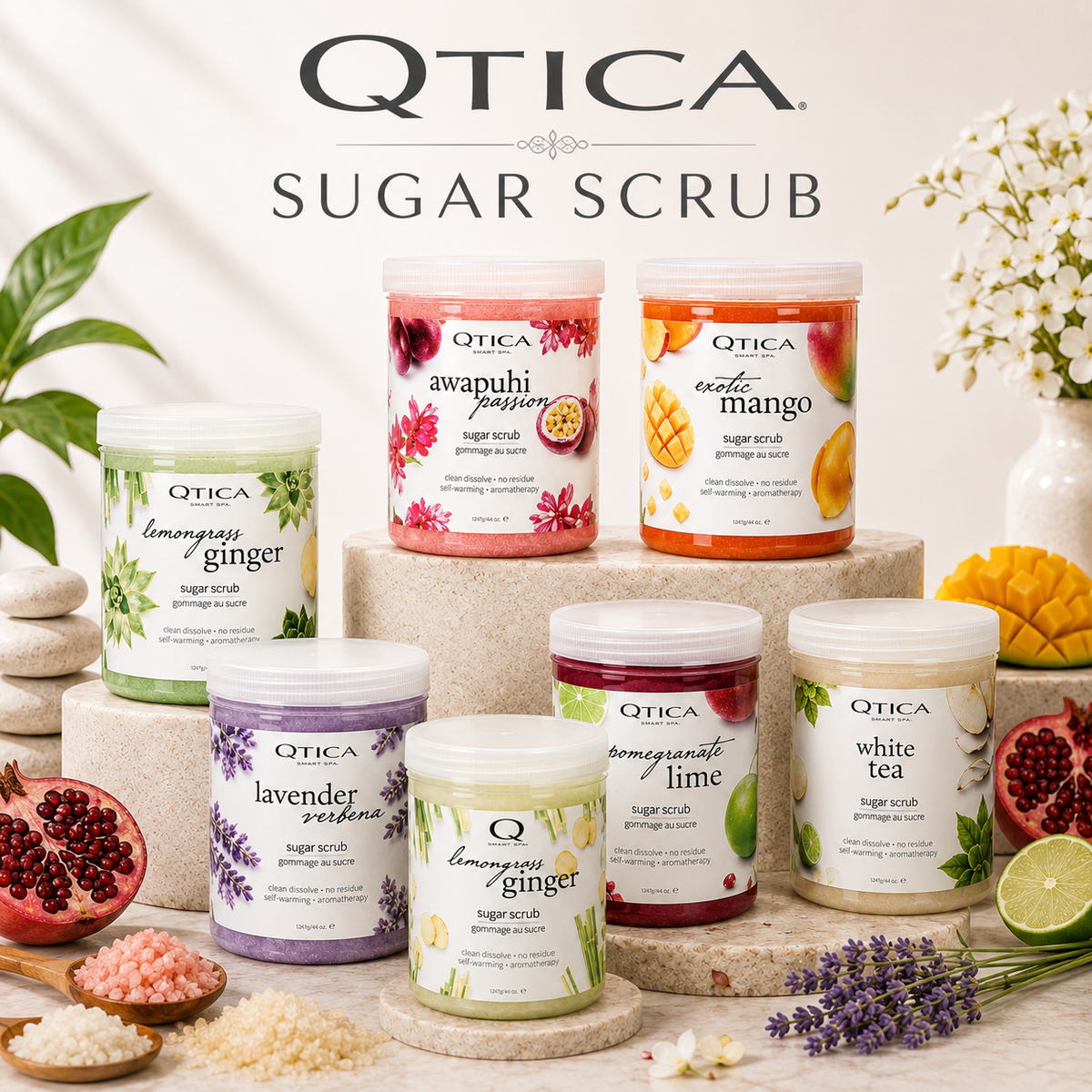 Qtica Smart Spa Sugar Scrub 44 oz. | Professional Exfoliating Body Scrub – Multiple Scents