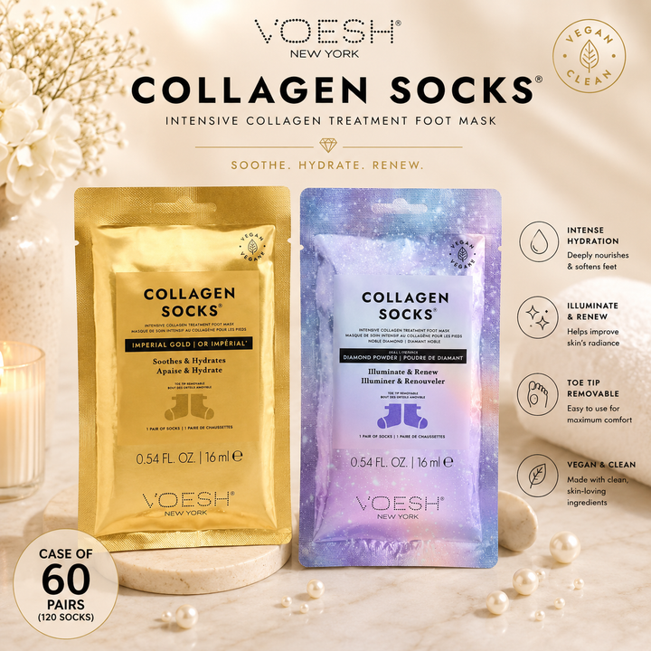 Voesh Collagen Spa Pedicure Socks | Imperial Gold, Noble Diamond