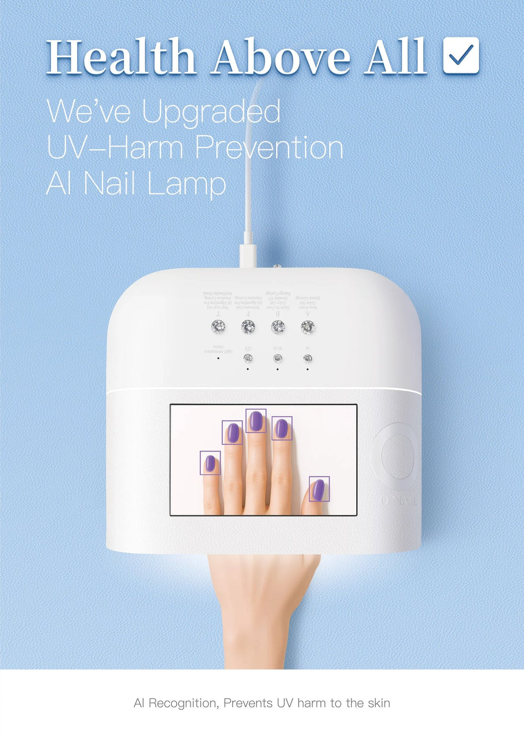 O NAIL AI UV Lamp – ONAIL Smart LED Nail Lamp with 109 LEDs & Battery Option