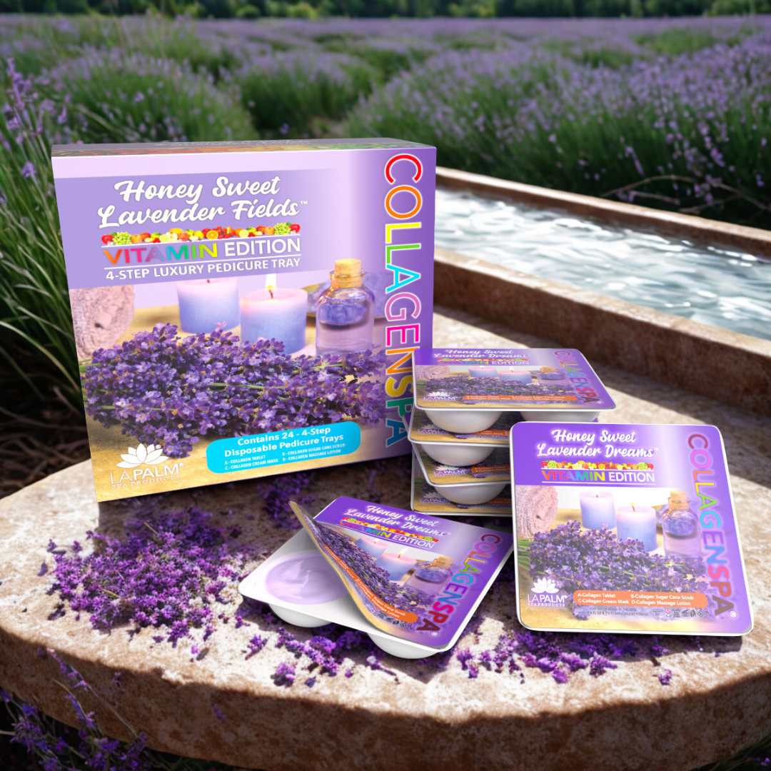 La Palm CollagenSpa Vitamin Edition 4 Step Pedicure Tray - Honey Sweet Lavender Fields (24 Count)