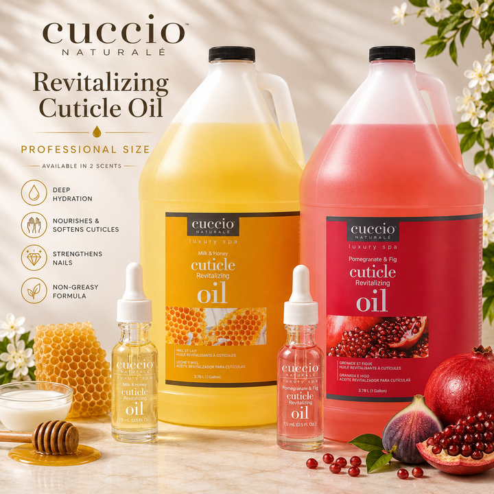 Cuccio Naturale Cuticle Oil | Pomegranate & Fig or Milk & Honey – 5oz & 1 Gallon