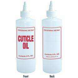 8 oz. Plastic Bottle Labeled Cuticle Oil Plastic Bottle