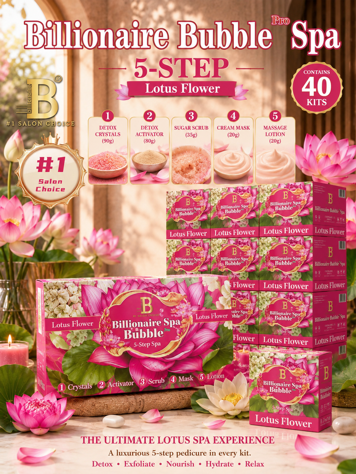 Billionaire Bubble Spa Nail Deluxe 5 Steps Pedicure Manicure Treatment Kit