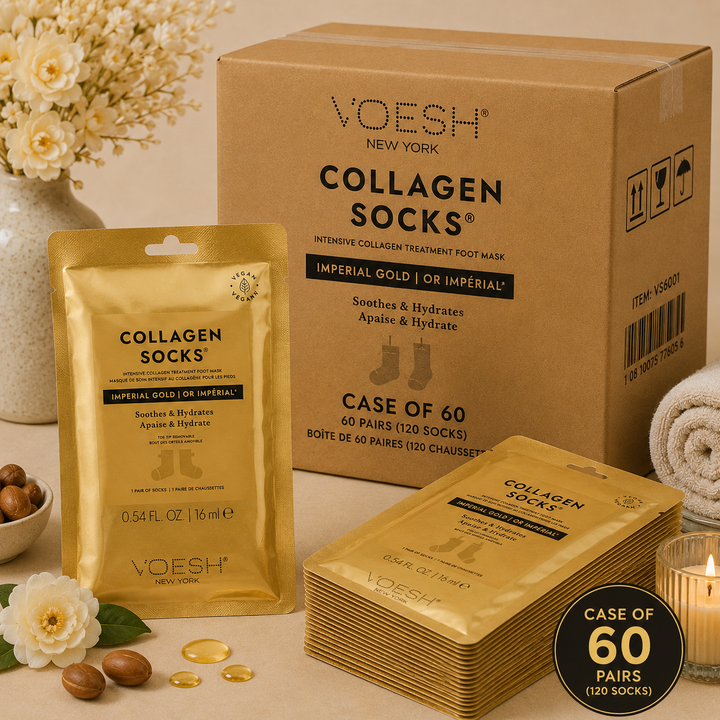 Voesh Collagen Spa Pedicure Socks | Imperial Gold, Noble Diamond