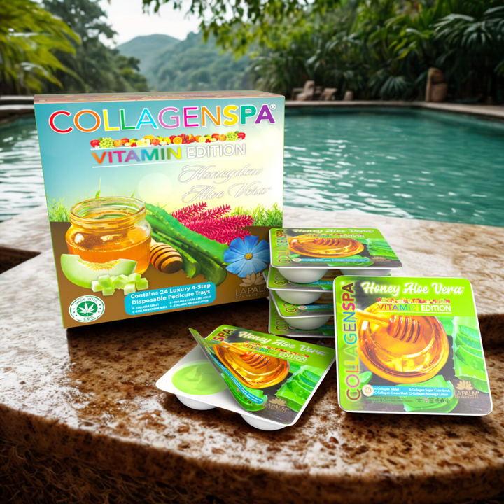 La Palm CollagenSpa Vitamin Edition 4 Step Pedicure Tray - Honeydew Aloe Vera (24 Count)