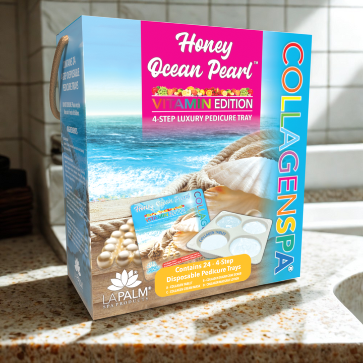 La Palm CollagenSpa Vitamin Edition 4 Step Pedicure Tray - Honey Ocean Pearl (24 Count)