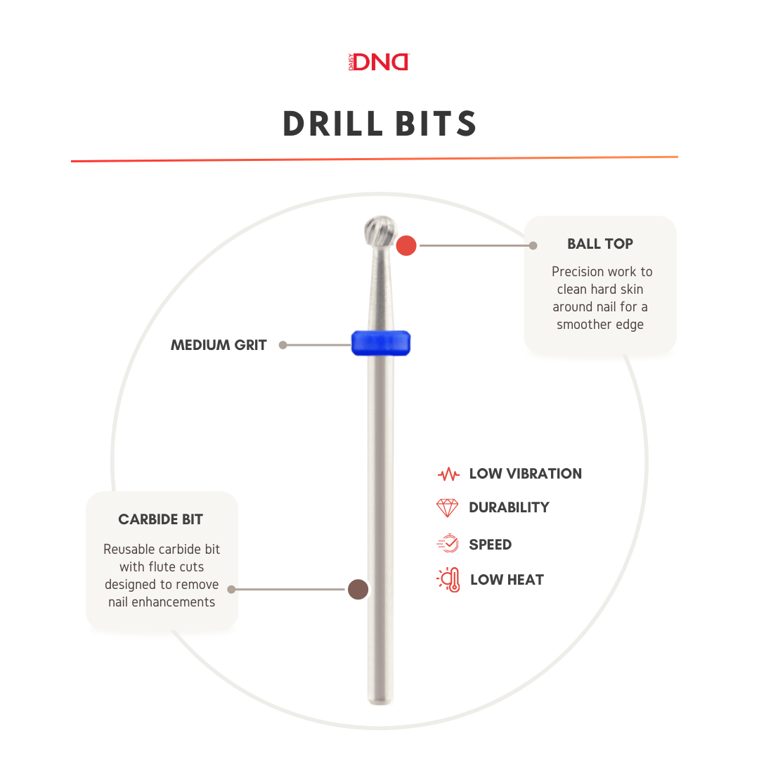 DND Ball Shape Silver Carbide Drill Bit – Cuticle & Skin Cleanup (3/32")