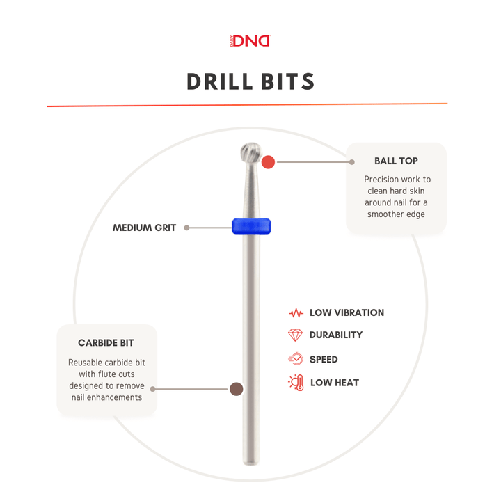 DND Ball Shape Silver Carbide Drill Bit – Cuticle & Skin Cleanup (3/32")