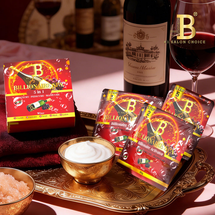 Billionaire Bubble Spa Nail Deluxe Pedicure Kit 5 Steps - Wine